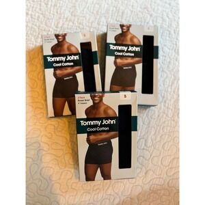 Tommy John Cool Cotton Boxer Briefs 2 Pack Black 4 Inch Inseam Mens Size Small
